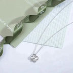 CLOVER 15MM DIAMOND LASER NECKLACE SILVER