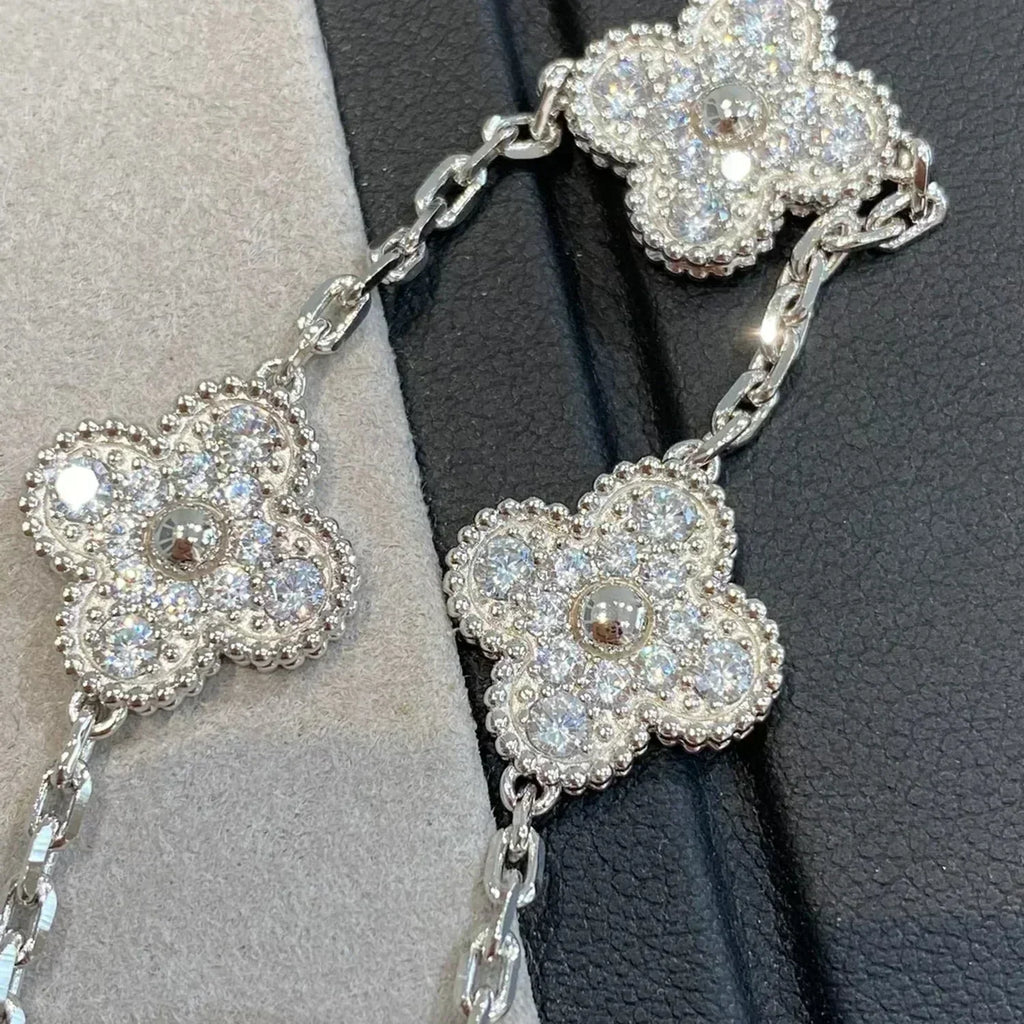 CLOVER 5 MOTIFS DIAMOND BRACELET SILVER