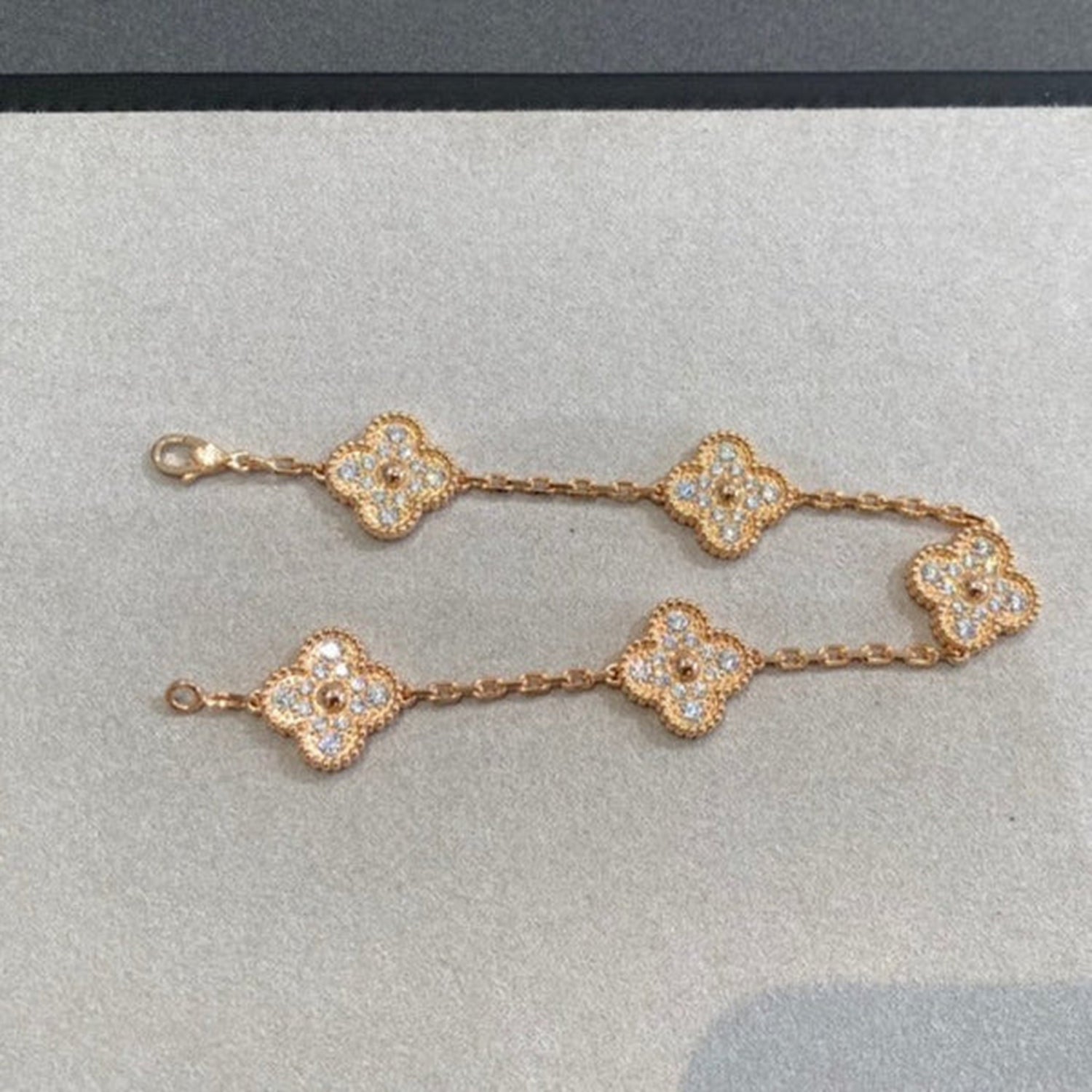 CLOVER 5 MOTIFS FULL DIAMOND BRACELET