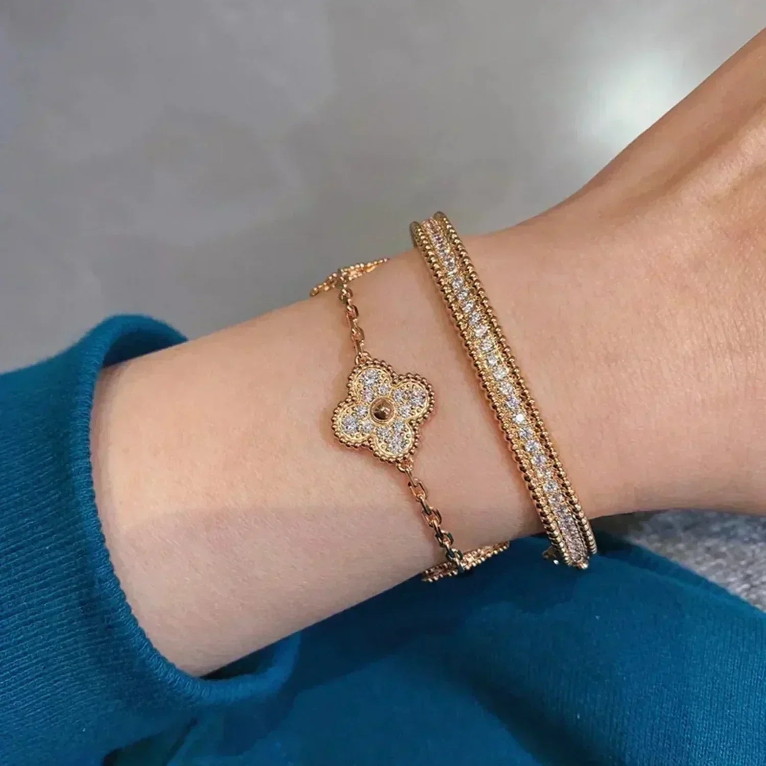 CLOVER 5 MOTIFS FULL DIAMOND BRACELET
