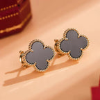 CLOVER MEDIUM 1 MOTIFS ONYX STUD EARRINGS