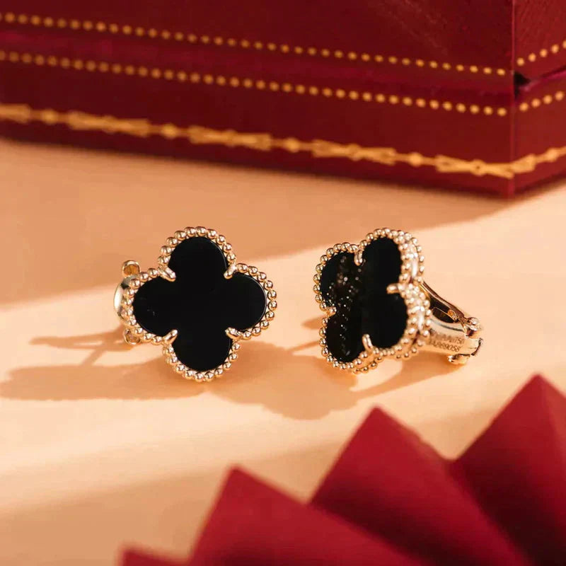 CLOVER MEDIUM 1 MOTIFS ONYX STUD EARRINGS