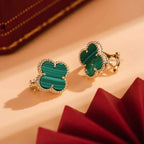 CLOVER MEDIUM 1 MOTIFS MALACHITE EARRINGS