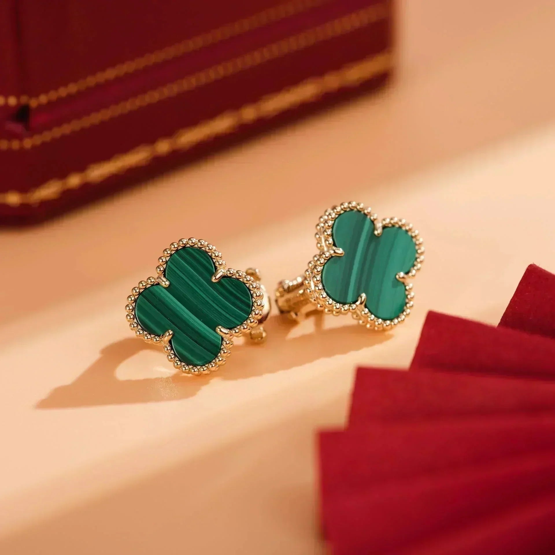 CLOVER MEDIUM 1 MOTIFS MALACHITE EARRINGS