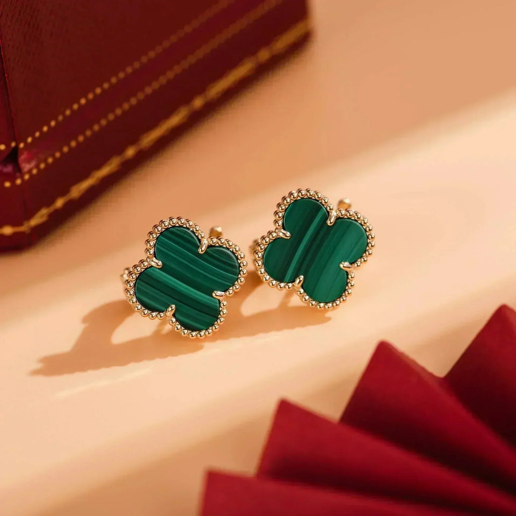 CLOVER MEDIUM 1 MOTIFS MALACHITE EARRINGS