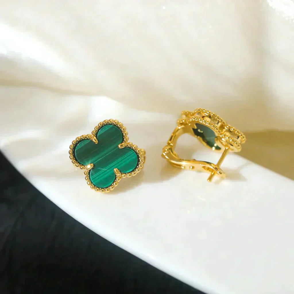 CLOVER MEDIUM 1 MOTIFS MALACHITE EARRINGS