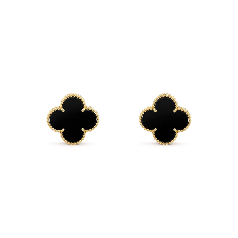 CLOVER MEDIUM 1 MOTIFS ONYX STUD EARRINGS