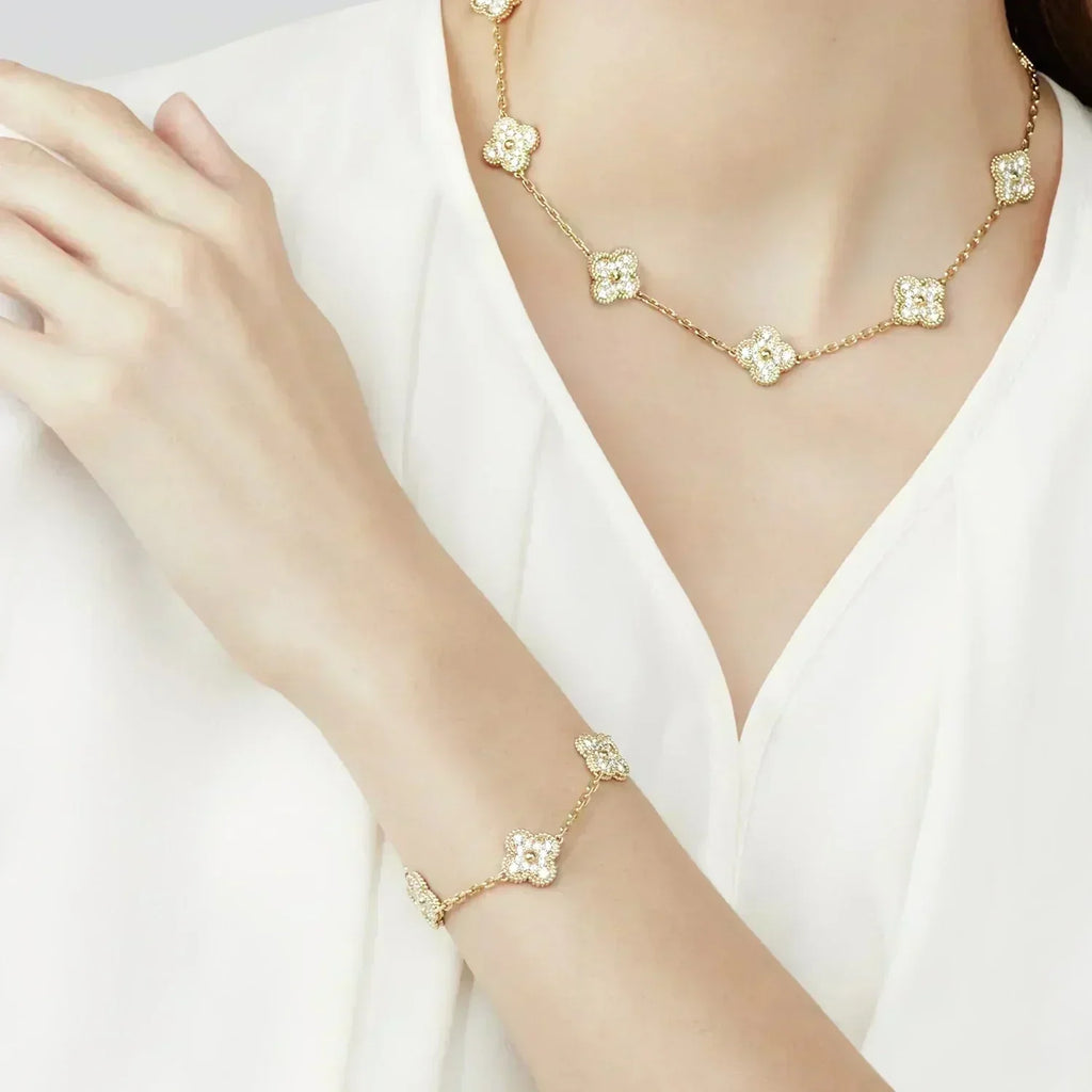 CLOVER 5 MOTIFS FULL DIAMOND BRACELET