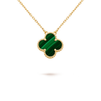 CLOVER 15MM MALACHITE SINGLE FLOWER NECKLACE