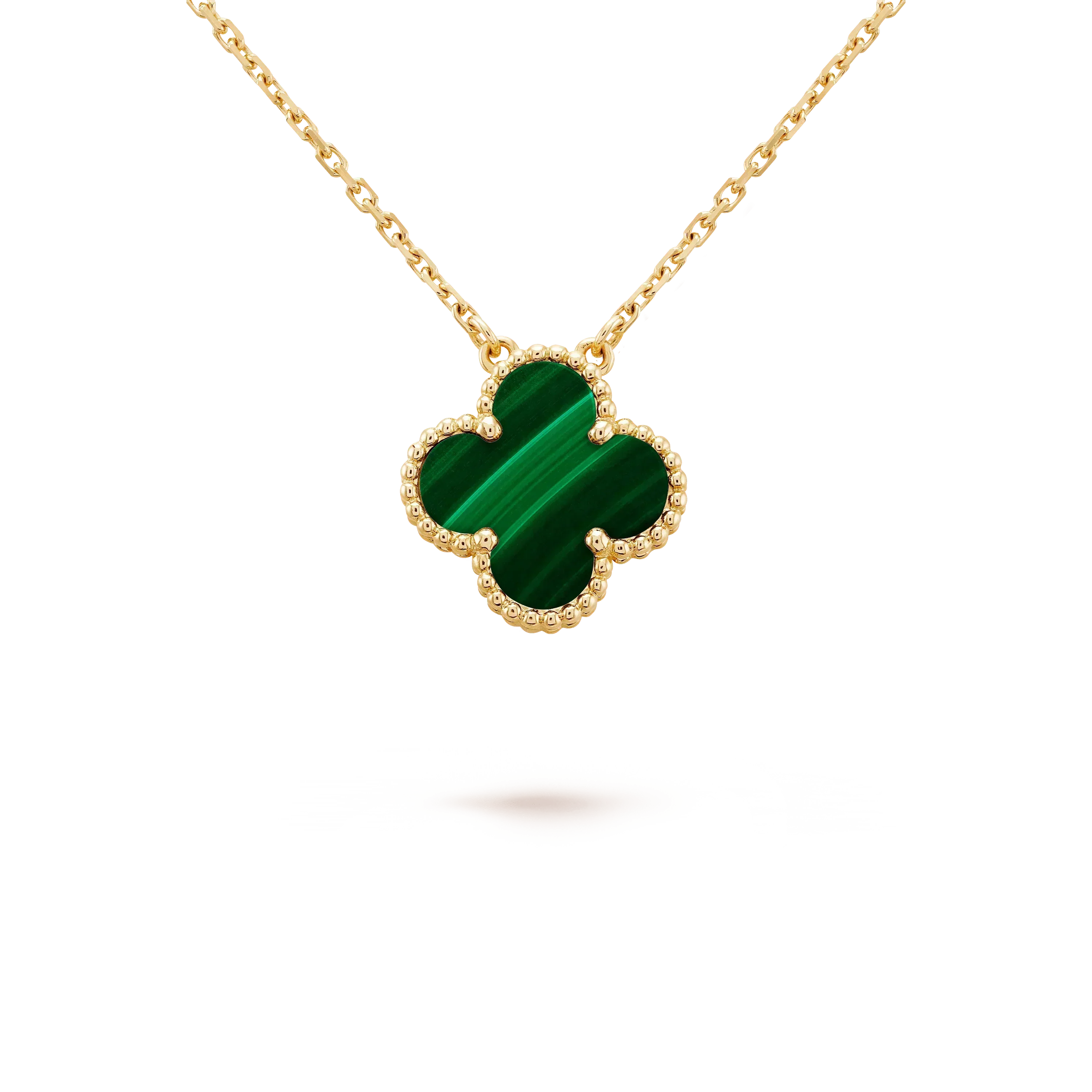 CLOVER 15MM MALACHITE SINGLE FLOWER NECKLACE