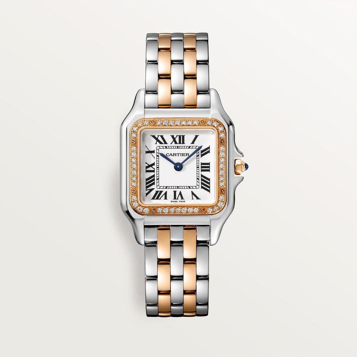 Montre Cartier - Panthère Argenté Rose Pierres