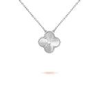 CLOVER 15MM DIAMOND LASER NECKLACE SILVER