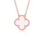 CLOVER 15MM PINK MOTHER-OF-PEARL SINGLE FLOWER NECKLACE