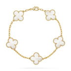CLOVER 5 MOTIF WHITE MOP BRACELET