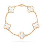 CLOVER 5 MOTIF WHITE MOP BRACELET