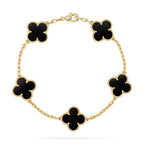 CLOVER 5 MOTIFS BLACK ONYX BRACELET