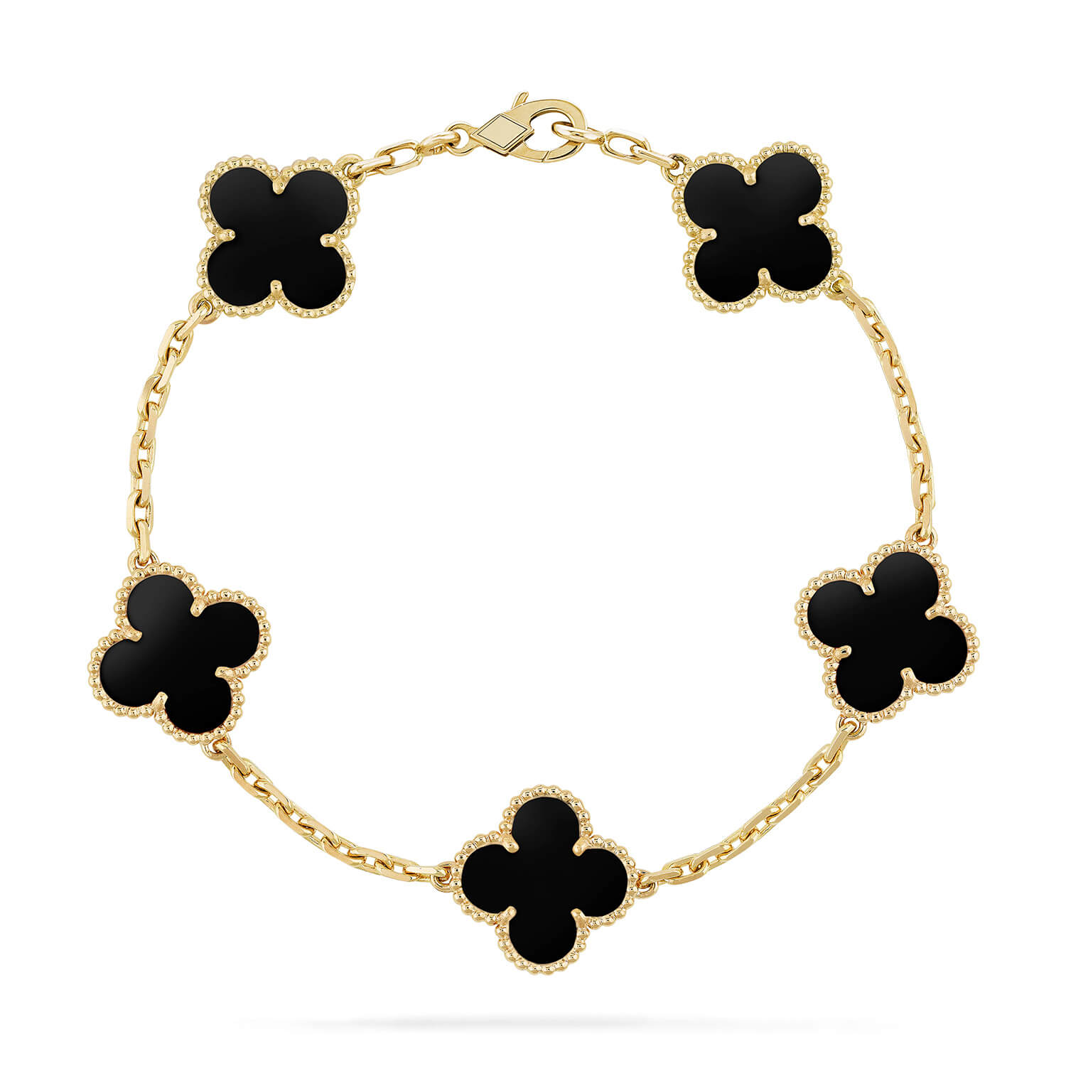 CLOVER 5 MOTIFS BLACK ONYX BRACELET