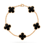 CLOVER 5 MOTIFS BLACK ONYX BRACELET