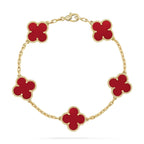 CLOVER 5 MOTIFS RED AGATE BRACELET