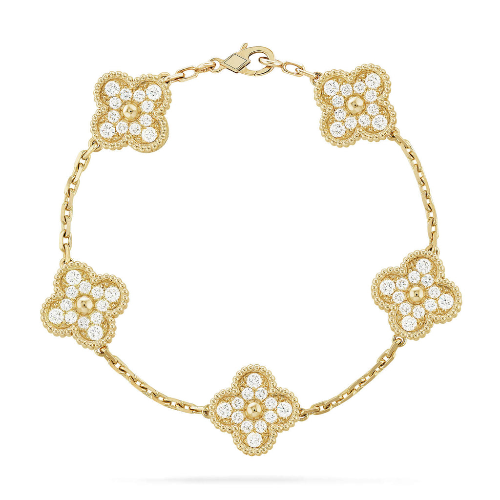 CLOVER 5 MOTIFS FULL DIAMOND BRACELET