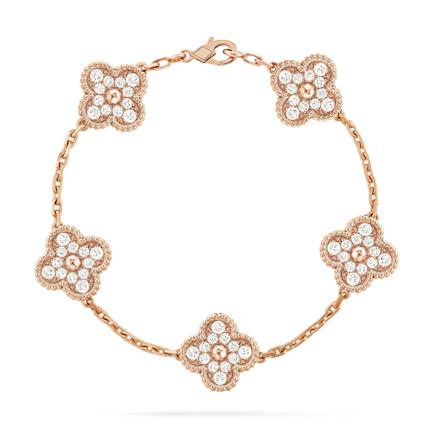 CLOVER 5 MOTIFS FULL DIAMOND BRACELET
