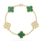 CLOVER 5 MOTIF MALACHITE DIAMOND BRACELET