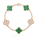 CLOVER 5 MOTIF MALACHITE DIAMOND BRACELET