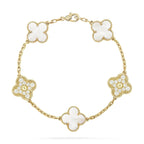 CLOVER BRACELET 5 MOTIF WHITE MOP DIAMOND