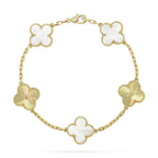 CLOVER BRACELET 5 MOTIF WHITE MOP PINK GOLD