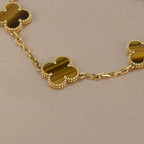 CLOVER 5 MOTIFS TIGER EYE BRACELET