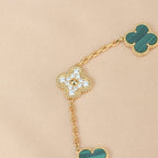 CLOVER 5 MOTIF MALACHITE DIAMOND BRACELET