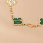 CLOVER 5 MOTIF MALACHITE DIAMOND BRACELET