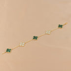 CLOVER 5 MOTIF MALACHITE DIAMOND BRACELET