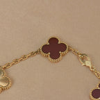 CLOVER 5 MOTIFS CARNELIAN GOLD BRACELET