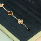 CLOVER 5 MOTIFS CARNELIAN GOLD BRACELET