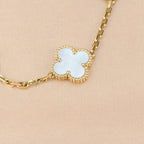 CLOVER 5 MOTIF WHITE MOP BRACELET