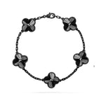CLOVER 5 MOTIF BLACK BRACELET
