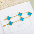 CLOVER 5 MOTIFS TURQUOISE BRACELET