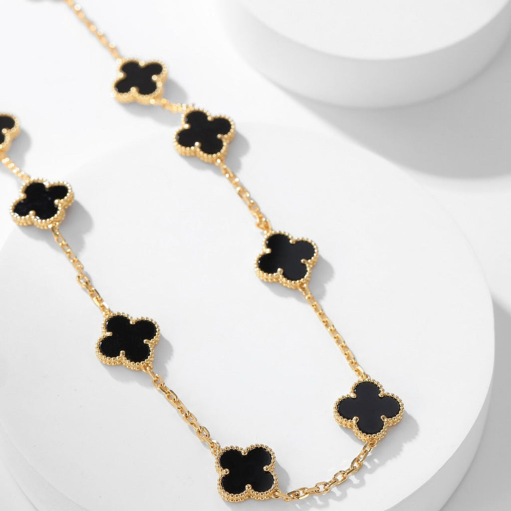 CLOVERS THE 10-MOTIFS ONYX NECKLACE