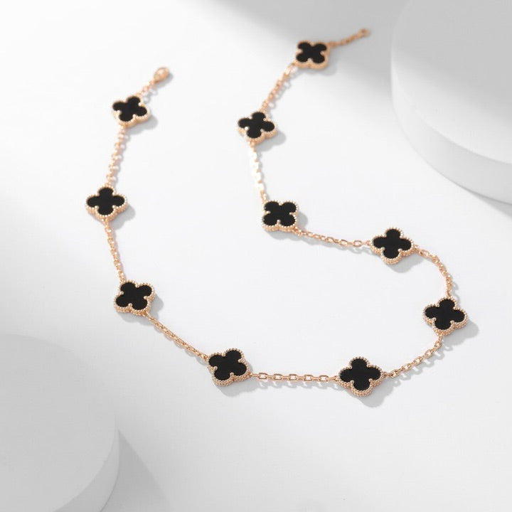 CLOVERS THE 10-MOTIFS ONYX NECKLACE