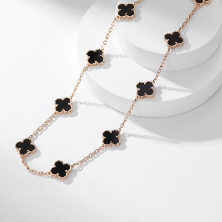 CLOVERS THE 10-MOTIFS ONYX NECKLACE