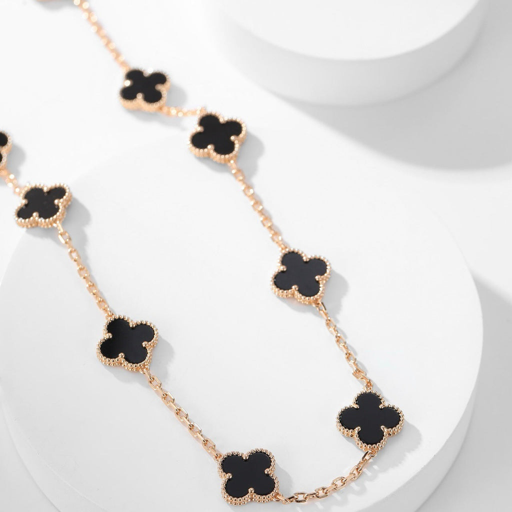 CLOVERS THE 10-MOTIFS ONYX NECKLACE