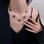 CLOVERS THE 10-MOTIFS ONYX NECKLACE