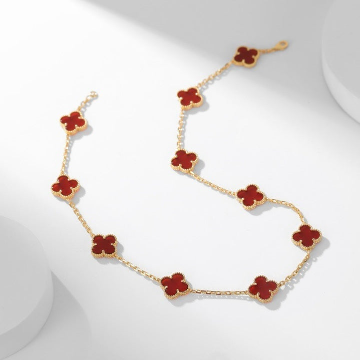 CLOVERS THE 10-MOTIFS CARNELIAN NECKLACE