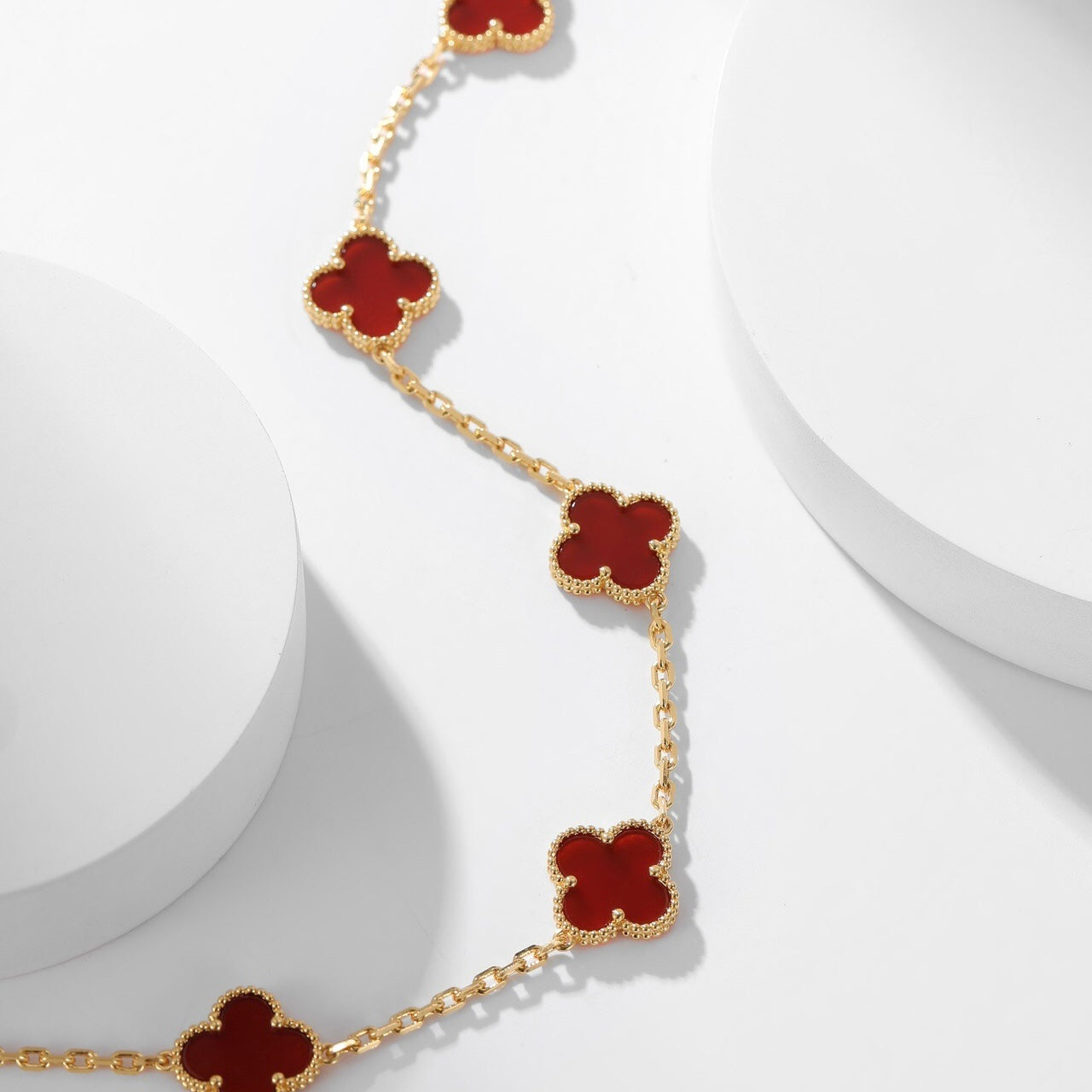 CLOVERS THE 10-MOTIFS CARNELIAN NECKLACE