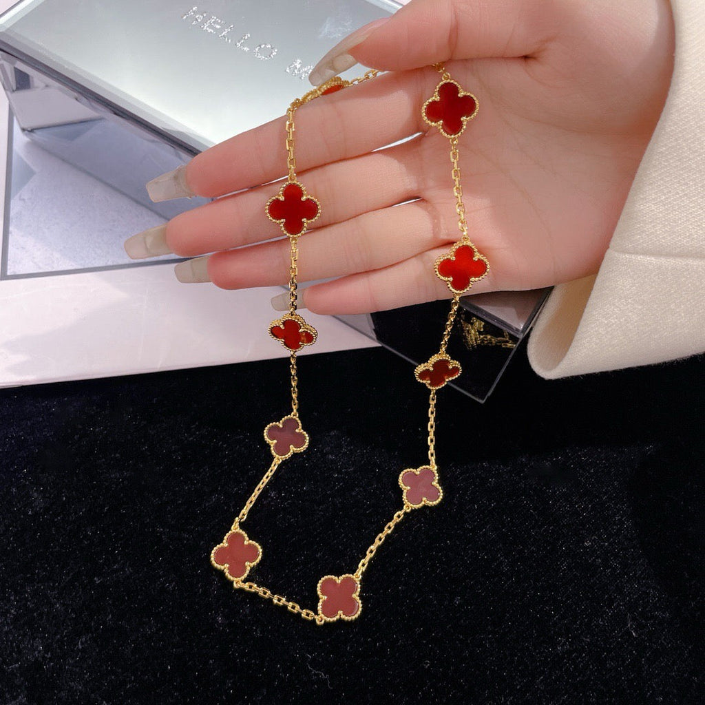 CLOVERS THE 10-MOTIFS CARNELIAN NECKLACE