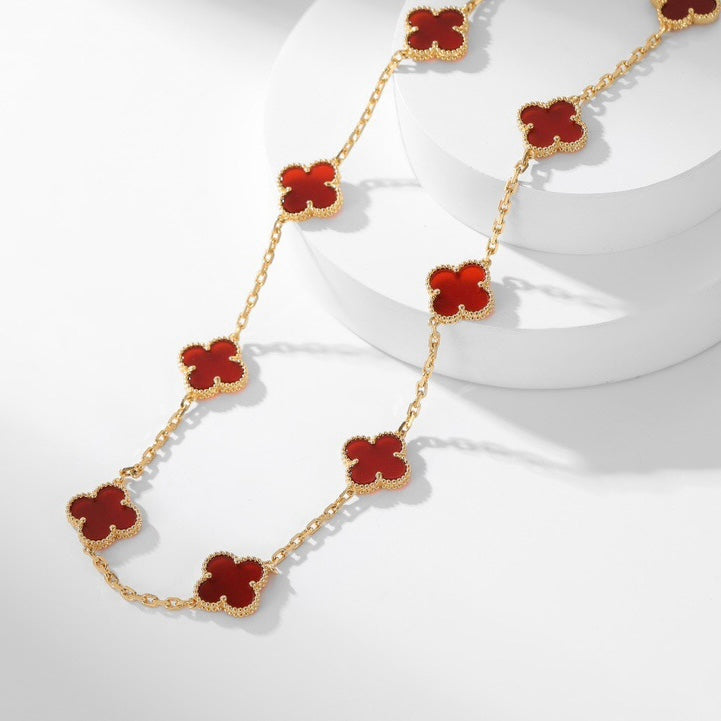 CLOVERS THE 10-MOTIFS CARNELIAN NECKLACE