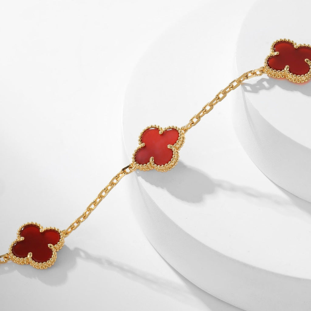 CLOVERS THE 10-MOTIFS CARNELIAN NECKLACE
