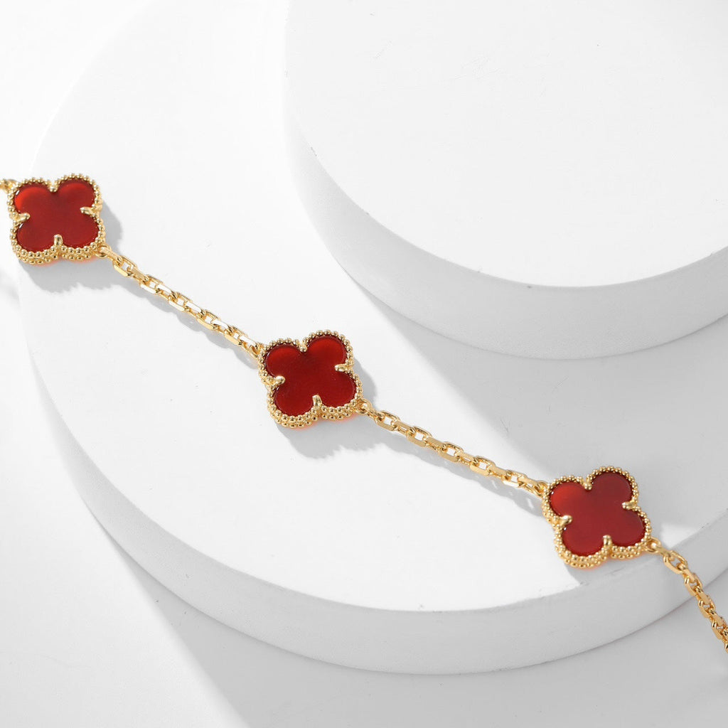 CLOVERS THE 10-MOTIFS CARNELIAN NECKLACE