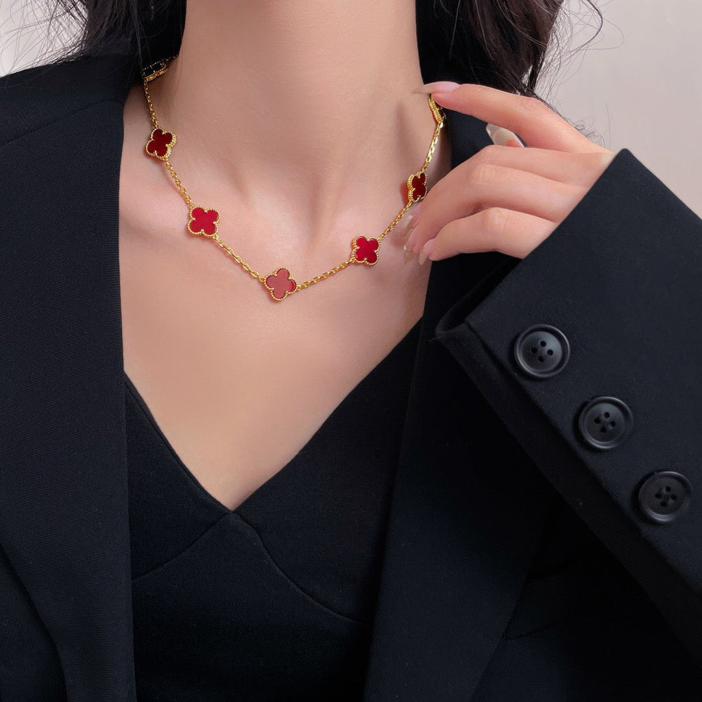 CLOVERS THE 10-MOTIFS CARNELIAN NECKLACE